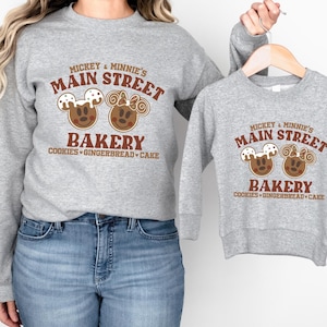 Mickey And Minnie Main Street Bakery Sweatshirt, Christmas Gingerbread Sweat, Disney Sweat, Christmas Cookies Tee, Disney Winter Bakery Tee