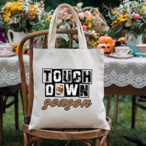 Touch Down Season Tote Bag, Game Day Football Tote Bag, Funny Football Tote Bag, Retro Sport Bag, Football Lover Gift, American Football Bag