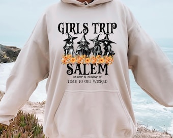 Halloween Girls Trip Hoodie, Time To Get Wicked Hoodie, Vintage Halloween Hoodie, Girls Trip Salem Hoodie,  Horror Tee, Girls Trip Funny Tee