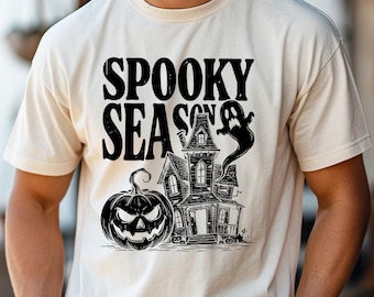 Spooky Season Shirt, Retro Halloween Tee, Ghost Pumpkin Shirt, Haunted House T Shirt