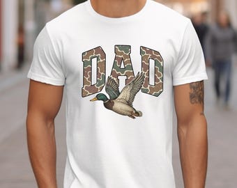 Camo Dad T-Shirt, Father's Day Camo T-Shirt, Camo Flying Mallard Duck Shirt, Duck Hunting Shirt, Mallard Camo Shirt, Hunting Season Dad Gift