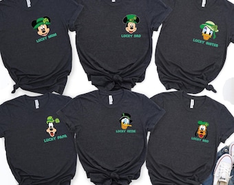 Custom Disney Mickey And Friends Lucky Vibes Shirt, Custom Family Saint Patrick's Day T-Shirt, Disneyland Lucky Day Tee, Disney Shamrock Tee