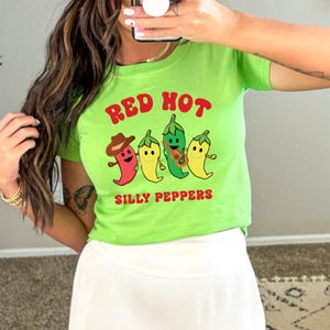 Silly Peppers Comfort T-Shirt, Red Hot TShirt, Funny Concert T-Shirt, Music Aesthetic Meme Tee, Music Band Tees, Chili Peppers Hot Tees