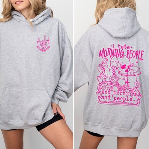 I Hate Morning People Hoodie, Funny Skeleton Hoodie, Funny Sarcastic Hoodie, Coffee Lover Hoodie, Skull Hoodie, Adult Humor Hoodie image 1