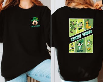 Custom Disney Mickey And Friends Lucky Vibes Sweatshirt, Custom Family Saint Patrick's Day Sweat, Disneyland Lucky Day Tee, Disney Shamrock