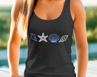 SeaShell Tank Top, Beach Tank Top, Oyster Coastal Tank Top, Summer Woman Tank Top, Aesthetic Tank Top, Ocean Lover Gift, SeaShell Tank Top