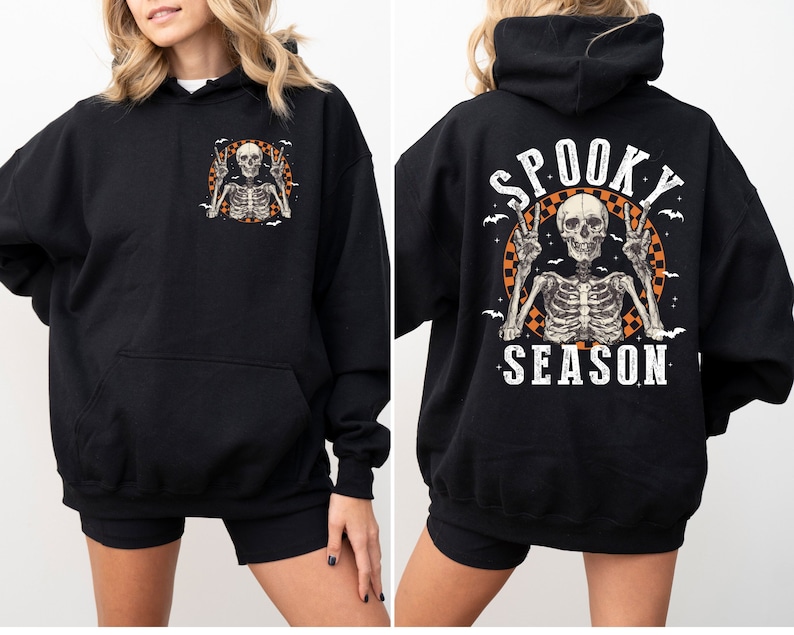 Spooky Season Hoodie, Retro Halloween Hoodie, Spooky Skeleton Hoodie, Spooky Halloween Hoodie, Spooky Fall Hoodie,  Halloween Gift for Woman