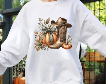 Howdy Pumpkin Sweatshirt, Western Fall Sweater, Fall Vibes Sweat, Western Cowgirl Tee, Thanksgiving Gift Pumpkin Season Tee Fall Graphic Tee