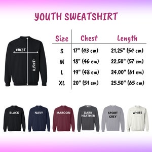 youth sweatshirt sizes chart