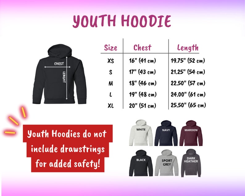 youth hoodies are not included for added safety