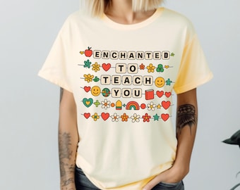 Enchanted To Teach You T-Shirt - Retro School T-Shirt - Cute Teacher Gift - Back to School Teacher Tee