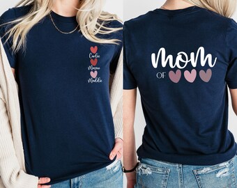 Custom Mom Heart Shirt with Kids Name, Mother's Day Shirt, Personalized Mama Shirt, Custom Mom Shirt, Gift for Mom