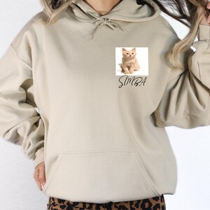 Custom Pet Portrait Hoodie, Custom Cat Hoodie, Pet Lover Hoodie, Mother Day Gift, Cat Name Hoodies, Personalized Pet Photo Hoodie