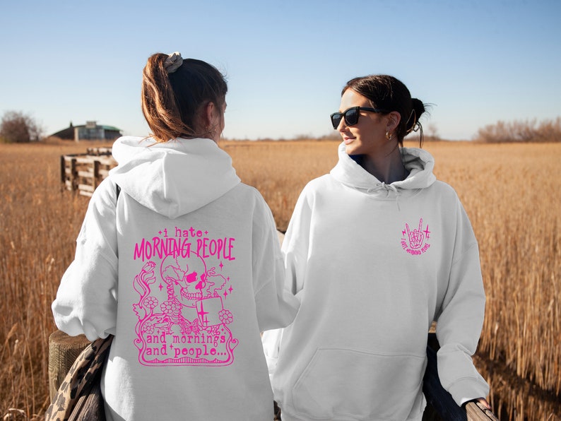 I Hate Morning People Hoodie, Funny Skeleton Hoodie, Funny Sarcastic Hoodie, Coffee Lover Hoodie, Skull Hoodie, Adult Humor Hoodie image 2