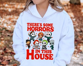 Funny Horror Movie Characters Halloween Hoodie - Cute Scary Villains Tee - Horror House Graphic Hoodie