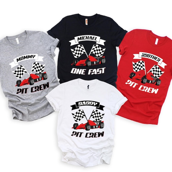 Custom Pit Crew Birthday T-Shirt, Racing Family Matching Shirt, One Fast Birthday TShirts, Car Race Birthday Tees, Birthday Party Gift