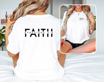 Faith Ephesians 2:8 Elegant Christian Faith Quote T-Shirt, You Worth it Floral Quote T Shirt, Faith Shirt, Christian Shirt,Bible Verse Shirt