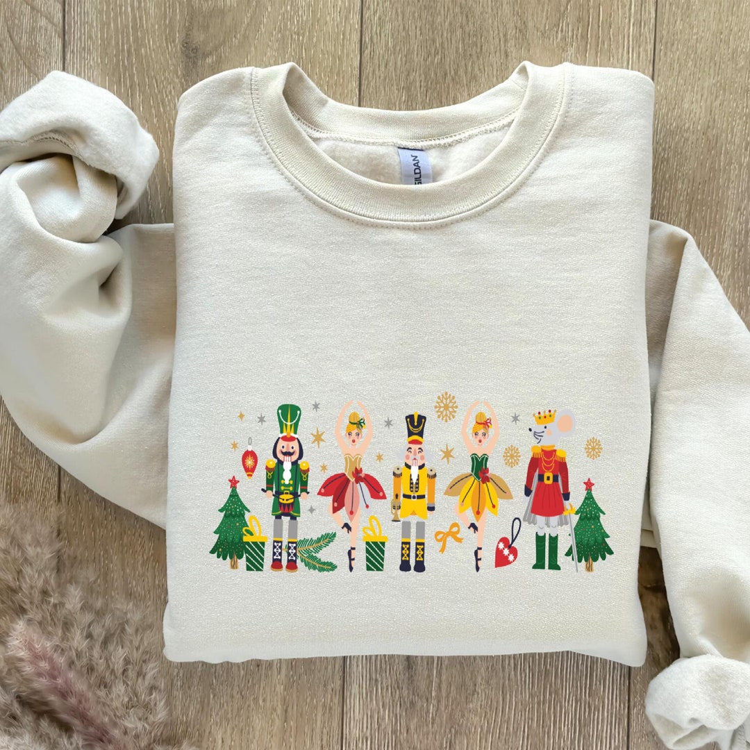 Holiday Traditions Colorful Nutcracker Printed Loose Sweatshirt