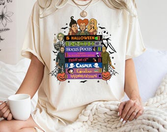 Camiseta vintage de Halloween, camiseta con personajes de películas de terror de los 90, camiseta retro divertida de Halloween, camiseta de Halloween aterradora y adorable, camiseta de pesadilla