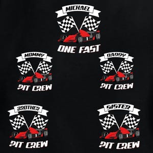 Custom Pit Crew Birthday T-Shirt, Racing Family Matching Shirt, One Fast Birthday TShirts, Car Race Birthday Tees, Birthday Party Gift bild 2