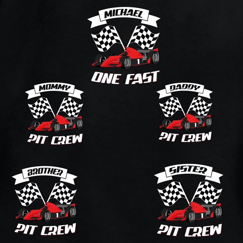 Custom Pit Crew Birthday T-Shirt, Racing Family Matching Shirt, One Fast Birthday TShirts, Car Race Birthday Tees, Birthday Party Gift bild 2