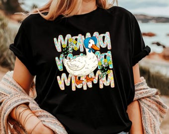 Mama Goose Floral T-Shirt, Mama Goose Shirt, Mother's Day Shirt, Floral Mama Duck Shirt, Duck Mama Tee, Goose Lover Gift, Girly Goose Shirt