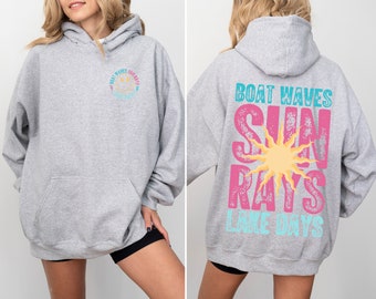 Boat Waves Sun Rays Lake Days Hoodie, Retro Summer Hoodie, Trendy Summer Hoodie, Summer Vacation Hoodie, Lake Life Hoodie, Beach Hoodie