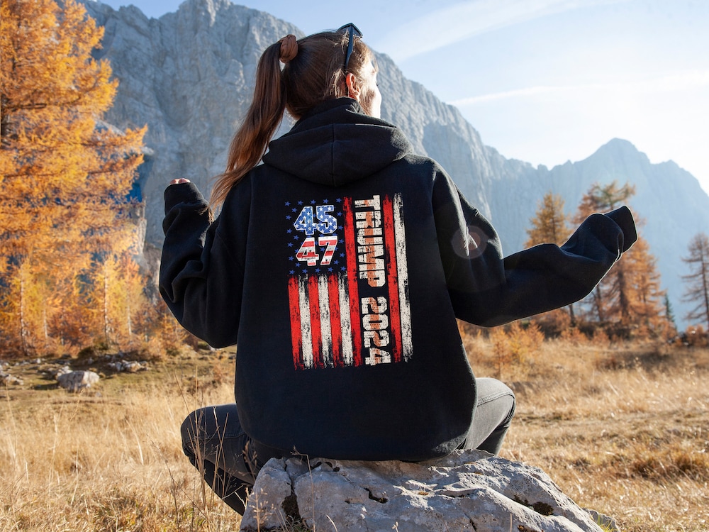 Trump 2024 Hoodie, 45 47 Hoodie, Trump Hoodie, Patriotic Hoodie, American Flag Hoodie, Republican Hoodie, Trump 45 47 Hoodie, Patriotic Gift Realtorgift