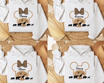 Custom Disney Animal Kingdom Hoodie, Safari Family Matching Hoodie, Disney Trip Hoodie, Disneyworld Custom Name Tee, Disney Birthday Hoodie