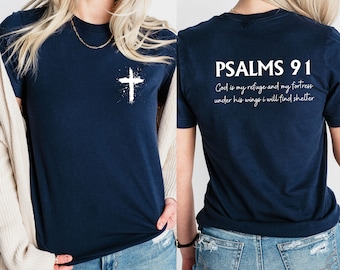 Psalm 91 T-Shirt, Bible Verse T Shirt, Religious Shirt, Trendy Christian Shirt, Jesus Love Shirt, Faith Based Shirt, Christian Gifts