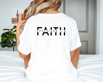 Faith Ephesians 2:8 Elegant Christian Faith Quote T-Shirt, You Worth it Floral Quote T Shirt, Faith Shirt, Christian Shirt,Bible Verse Tee