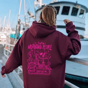 I Hate Morning People Hoodie, Funny Skeleton Hoodie, Funny Sarcastic Hoodie, Coffee Lover Hoodie, Skull Hoodie, Adult Humor Hoodie image 5