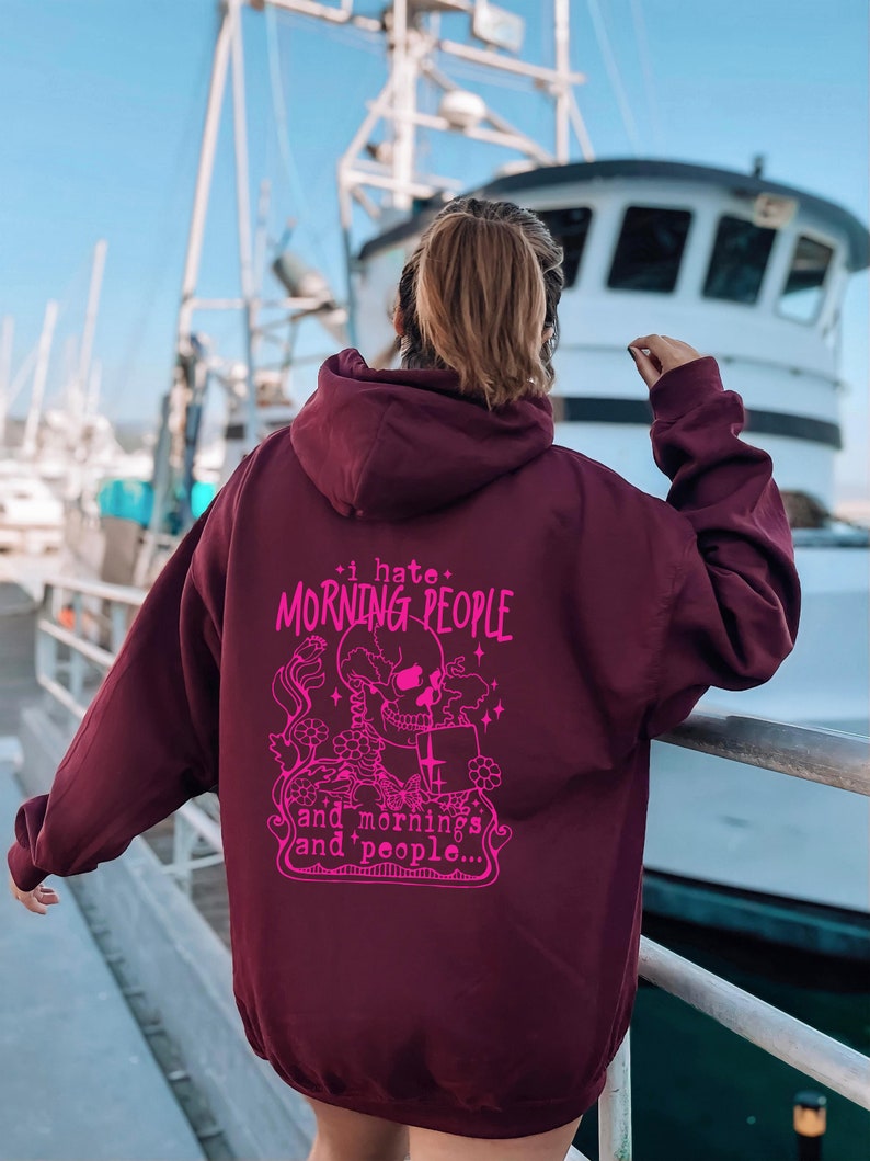 I Hate Morning People Hoodie, Funny Skeleton Hoodie, Funny Sarcastic Hoodie, Coffee Lover Hoodie, Skull Hoodie, Adult Humor Hoodie image 5