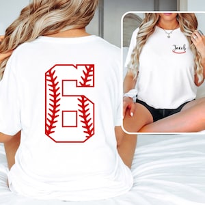 Baseball Stitch T-Shirt, Custom Baseball Mom T Shirt, Baseball Number Shirt, Your Name Baseball Shirt, Baseball Season Shirt, Baseball Mom
