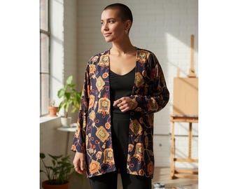 Vintage Ultra Klänning New York Nautisk Tunika Kavaj Svart Multifärgad. Storlek 24W