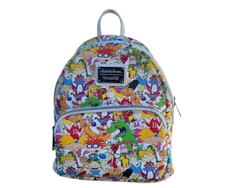 Retro Loungefly Nickelodeon Nick 90'S Rewind Gang Print allover Mini Backpack