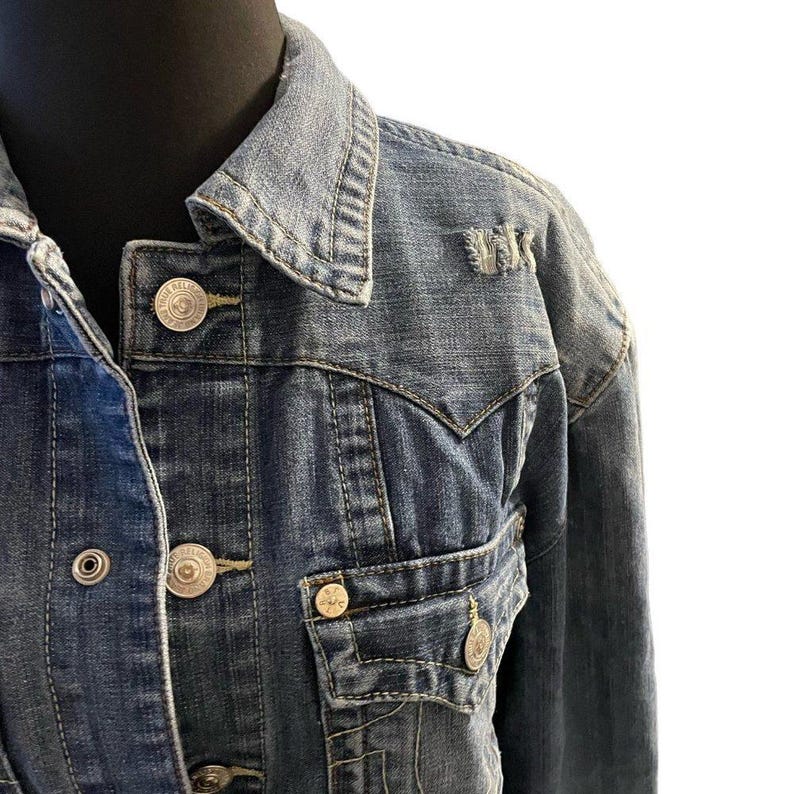 True Religion Brand Jeans World Tour Jimmy Denim Jean Jacket Size XL Vintage image 5
