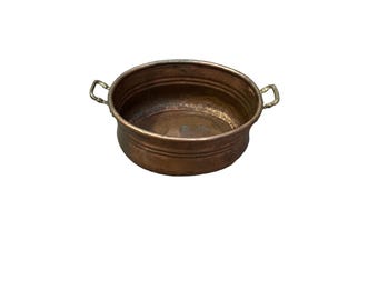 Antik koppar oval handfat mässingshandtag Kittelplanter lantlig inredning