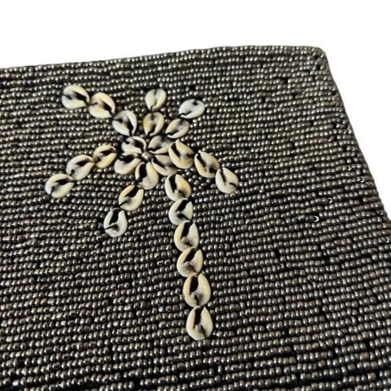 Vintage Tommy Bahama Beaded Mother Of Pearl Clutch Purse Handbag Tropical Design image 5