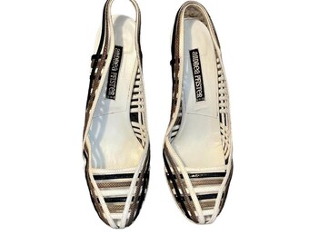 Vintage Andrea Pfister trefärgade italienska lädersandaler, storlek 8