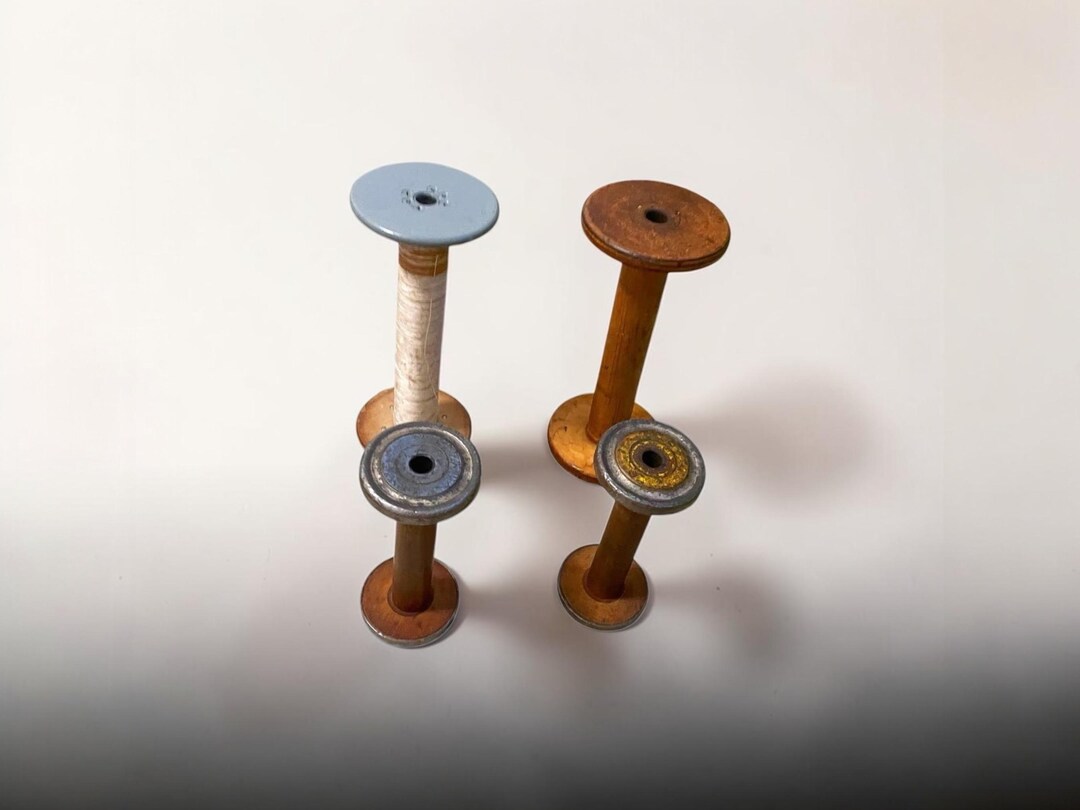 Vintage Assorted Antique Wooden Spool Industrial Spool Candle Stick ...