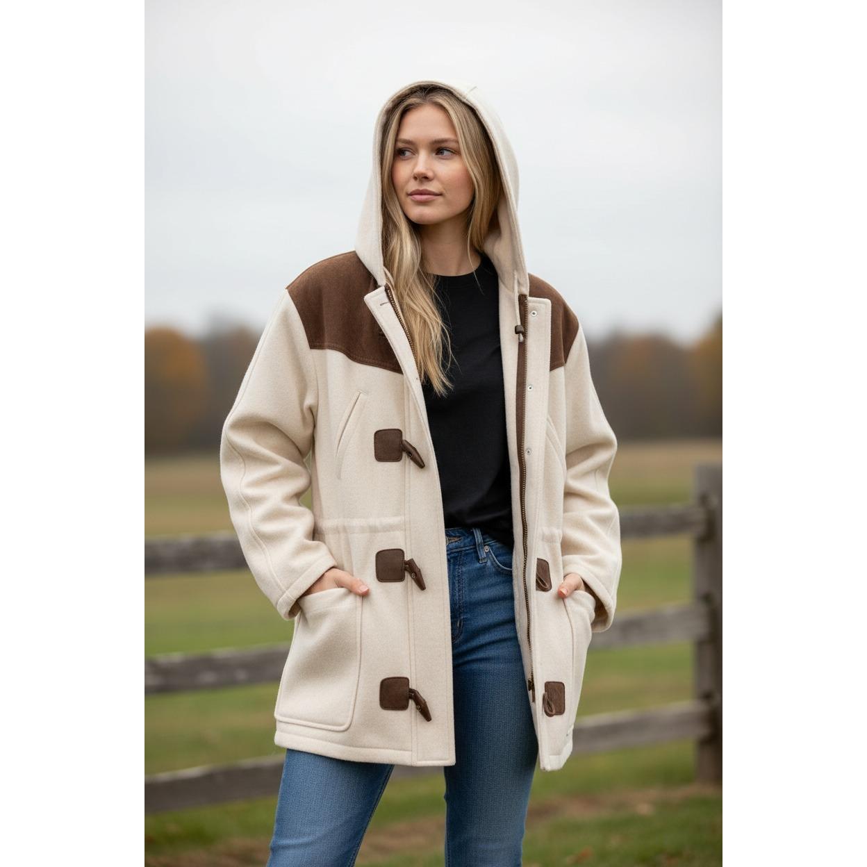 Vintage Forenza 100% Wool and Genuine Suede Duffle Coat With