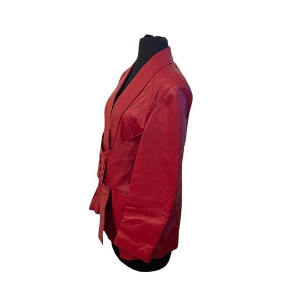 Lee's Custom Tailor Women's Leather Jacket Red, Size Small View 6