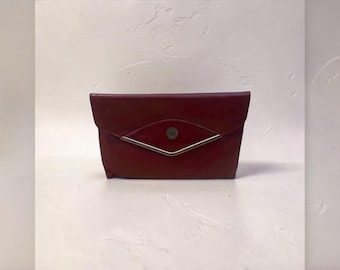 Vintage jaren 1970 ETIENNE AIGNER leren envelop clutch handtas messing goud hard