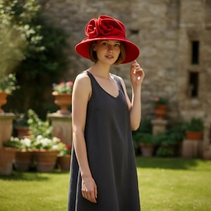 Ladies Red Church Hat - Etsy display picture 3