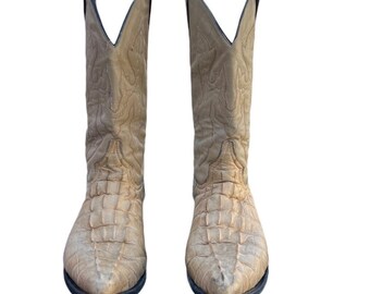 El Dorado Made in Mexico Beige Alligator Boots Men's Cowboy Western. 9.5