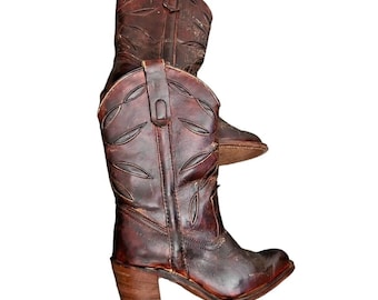 Miss Capizio Lädercowgirlstövlar med staplad klack, Mörkbrun Storlek 6.5 M/ D