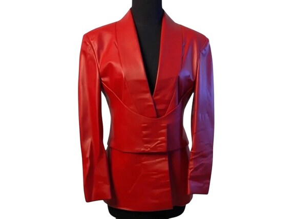 Lee's Custom Tailor Women's Leather Jacket Red, Size Small