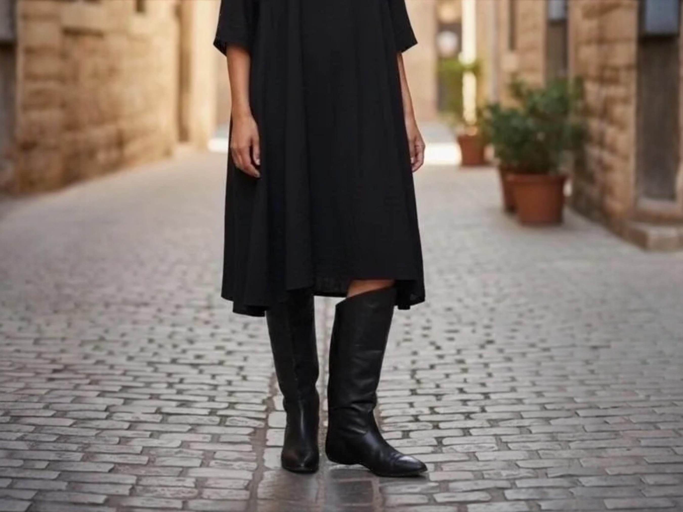 Bottes d'équitation hautes en cuir noir des années 80