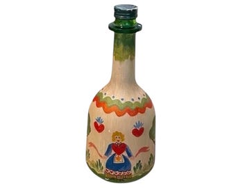Vintage handbemalte holländische Dorf Atlanta Glasflasche